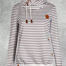 Sudadera con capucha a rayas para mujer con bolsillo con sombrero, sudadera de felpa bordada, mujer, otono e invierno, engrosada