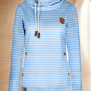 Sudadera con capucha a rayas para mujer con bolsillo con sombrero, sudadera de felpa bordada, mujer, otono e invierno, engrosada