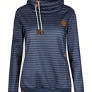 Sudadera con capucha a rayas para mujer con bolsillo con sombrero, sudadera de felpa bordada, mujer, otono e invierno, engrosada