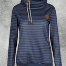 Sudadera con capucha a rayas para mujer con bolsillo con sombrero, sudadera de felpa bordada, mujer, otono e invierno, engrosada