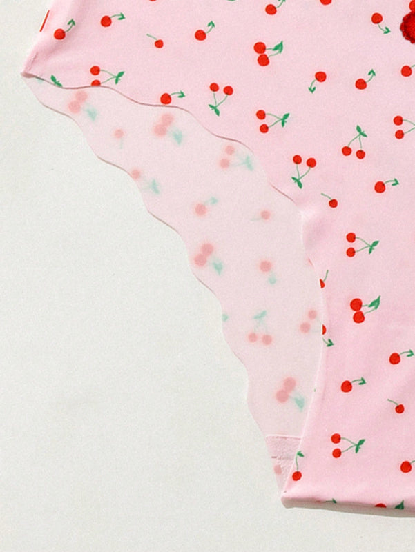 Conjunto de 3 bragas comodas y sin costuras con estampado de cerezas para mujeres