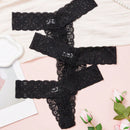 3 piezas de bragas tipo tanga con diseno de encaje y flores, ropa interior sexy de talle bajo para mujer
