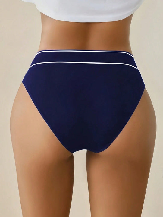 Set de 6 bragas de cintura alta suaves y solidas con estampado en ingles, ropa interior para dama