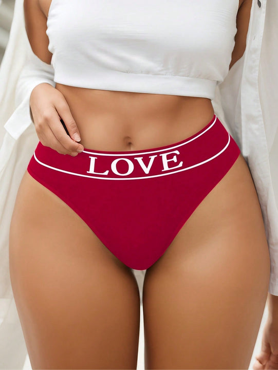 Set de 6 bragas de cintura alta suaves y solidas con estampado en ingles, ropa interior para dama