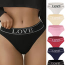 Set de 6 bragas de cintura alta suaves y solidas con estampado en ingles, ropa interior para dama