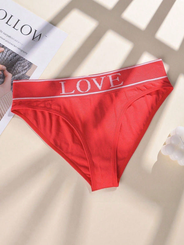 Set de 6 bragas de cintura alta suaves y solidas con estampado en ingles, ropa interior para dama