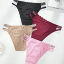 4 unidades bragas de mujer de tanga de moda para otono e invierno con brillantes de strass, encaje transparente, cuerda personalizada, ropa interior elastica, transpirable y comoda de cintura media