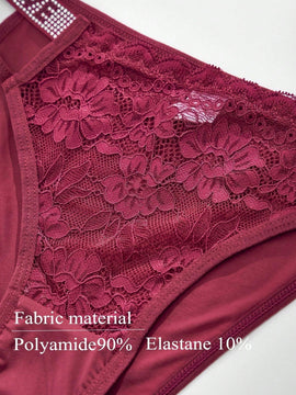4 unidades bragas de mujer de tanga de moda para otono e invierno con brillantes de strass, encaje transparente, cuerda personalizada, ropa interior elastica, transpirable y comoda de cintura media