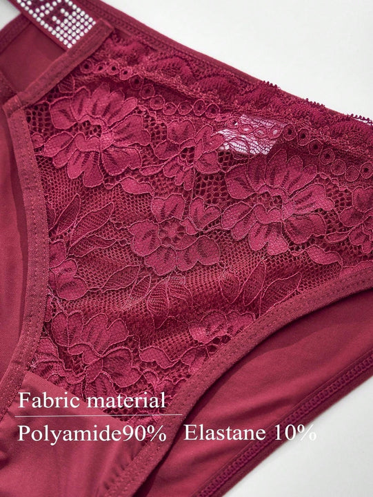 4 unidades bragas de mujer de tanga de moda para otono e invierno con brillantes de strass, encaje transparente, cuerda personalizada, ropa interior elastica, transpirable y comoda de cintura media