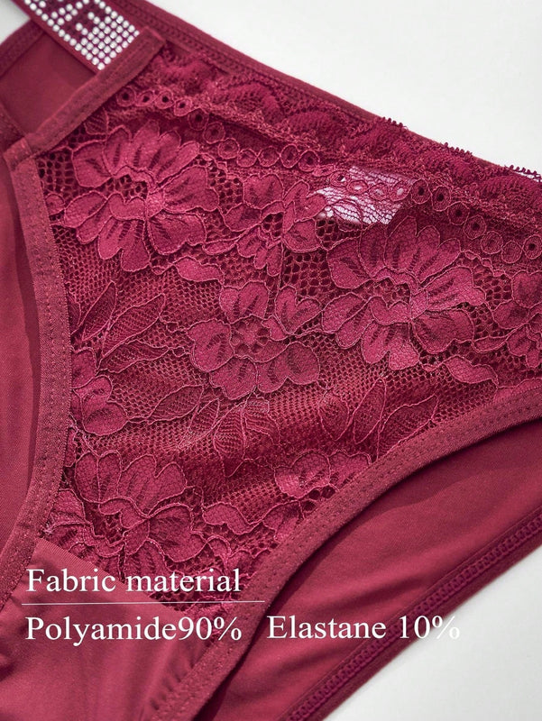 4 unidades bragas de mujer de tanga de moda para otono e invierno con brillantes de strass, encaje transparente, cuerda personalizada, ropa interior elastica, transpirable y comoda de cintura media