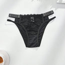4 unidades bragas de mujer de tanga de moda para otono e invierno con brillantes de strass, encaje transparente, cuerda personalizada, ropa interior elastica, transpirable y comoda de cintura media