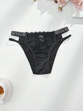 4 unidades bragas de mujer de tanga de moda para otono e invierno con brillantes de strass, encaje transparente, cuerda personalizada, ropa interior elastica, transpirable y comoda de cintura media
