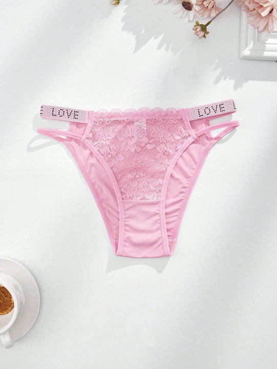 4 unidades bragas de mujer de tanga de moda para otono e invierno con brillantes de strass, encaje transparente, cuerda personalizada, ropa interior elastica, transpirable y comoda de cintura media