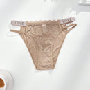 4 unidades bragas de mujer de tanga de moda para otono e invierno con brillantes de strass, encaje transparente, cuerda personalizada, ropa interior elastica, transpirable y comoda de cintura media