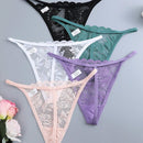 Set de 5 tangas sexy de mujer de cintura baja y unicolor con encaje floral, lenceria para damas