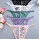 Set de 5 tangas sexy de mujer de cintura baja y unicolor con encaje floral, lenceria para damas