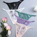 Set de 5 tangas sexy de mujer de cintura baja y unicolor con encaje floral, lenceria para damas