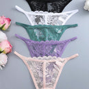 Set de 5 tangas sexy de mujer de cintura baja y unicolor con encaje floral, lenceria para damas