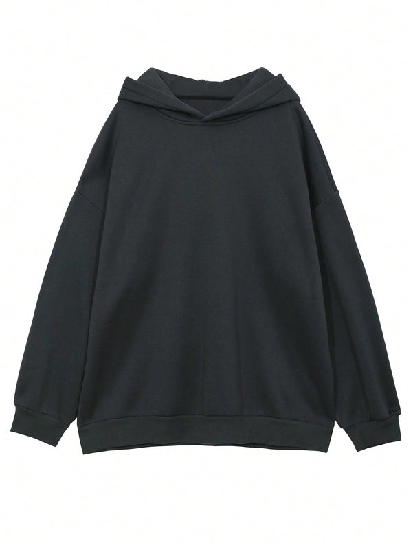 Dazy sudadera con capucha de franela holgada con estampado de lema, de hombros caidos, para mujeres, otono/invierno