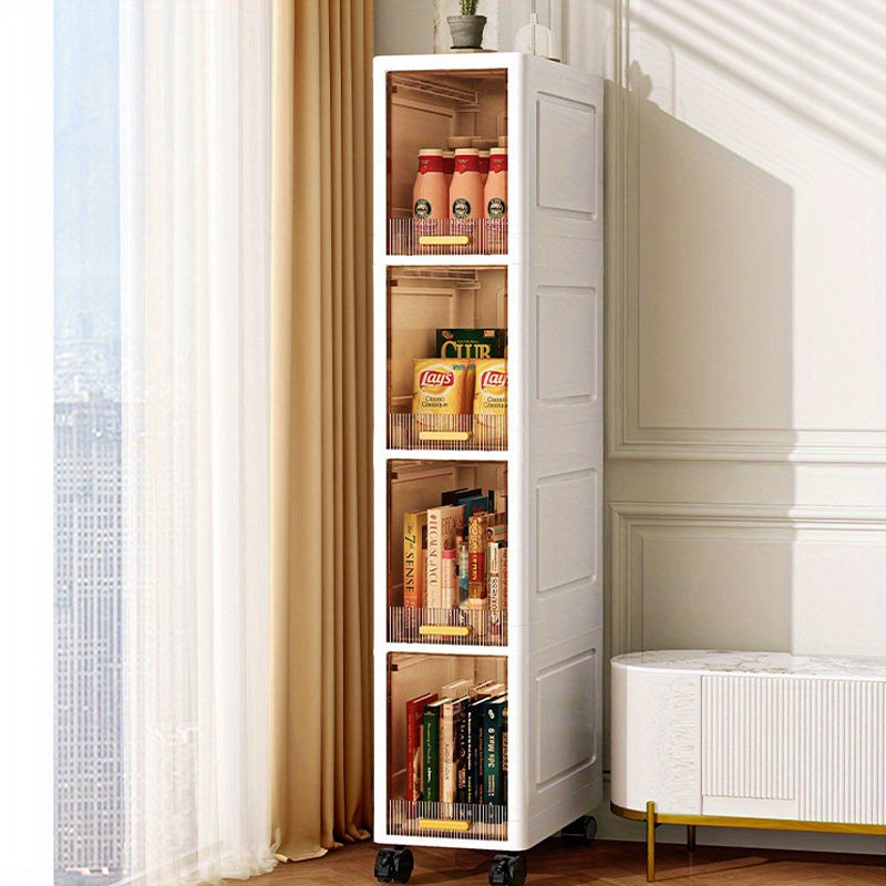 Carrito organizador de almacenamiento multicapa con ruedas - Organizador duradero a prueba de polvo para el desorden del dormitorio, archivos, juguetes y refrigerios - Plástico impermeable, diseño abatible, no se necesita electricidad