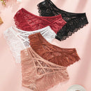 5 piezas bragas sexy para mujeres con lazo, encaje y tirantes cruzados, de talle bajo