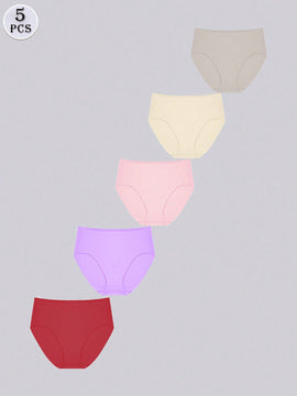 Finetoo set de 5 calzoncillos de mujer de unicolor, comodos y sin costuras