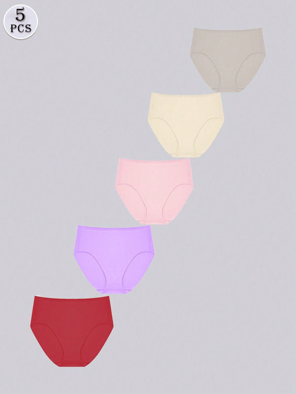 Finetoo set de 5 calzoncillos de mujer de unicolor, comodos y sin costuras
