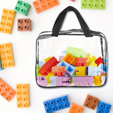 Bolsa de Almacenamiento de Juguetes de PVC Transparente Grande - Impermeable, Organizador con Cremallera para Bloques de Construcción, Rompecabezas, Libros y Artículos de Aseo - Estuche de Viaje de Plástico Duradero