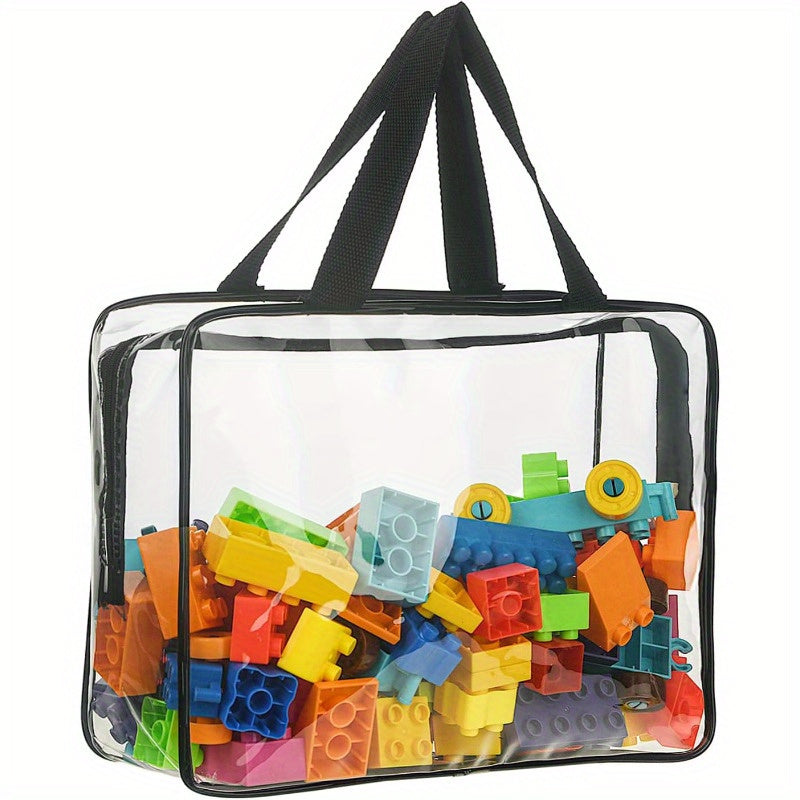 Bolsa de Almacenamiento de Juguetes de PVC Transparente Grande - Impermeable, Organizador con Cremallera para Bloques de Construcción, Rompecabezas, Libros y Artículos de Aseo - Estuche de Viaje de Plástico Duradero