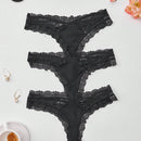 4 piezas/set tanga sexy de encaje con cintura baja y transpirable con longitud de cordones