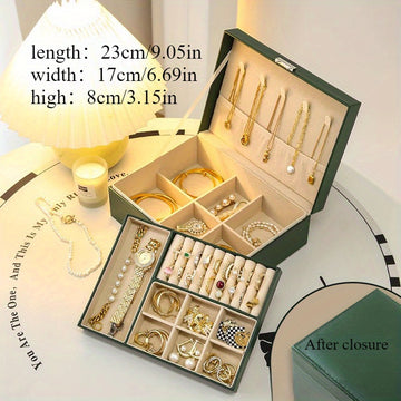 1pc Caja de Joyería de Lujo con Cerradura - Estuche de Almacenamiento Elegante para Pendientes, Anillos, Collares, Pulseras - Diseño Portátil y Compacto con Múltiples Compartimentos, Otros (Cajas y Organizadores de Joyería)
