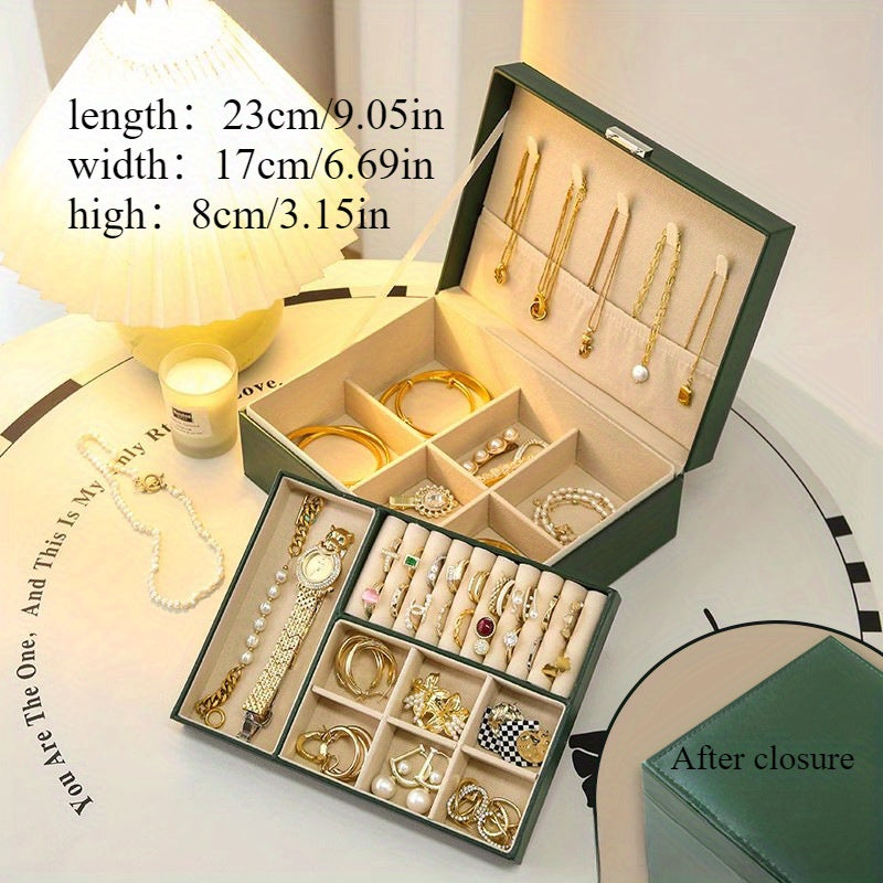 1pc Caja de Joyería de Lujo con Cerradura - Estuche de Almacenamiento Elegante para Pendientes, Anillos, Collares, Pulseras - Diseño Portátil y Compacto con Múltiples Compartimentos, Otros (Cajas y Organizadores de Joyería)