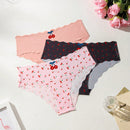 Conjunto de 3 bragas comodas y sin costuras con estampado de cerezas para mujeres