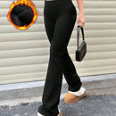 Pantalones de yoga de corte acampanado ajustados de cintura alta de unicolor minimalista de moda para mujeres