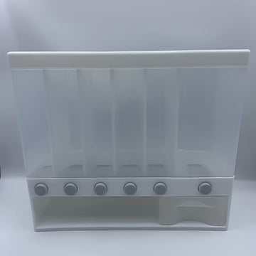 Contenedor de Almacenamiento de Granos con Cerradura Montado en Pared - Organizador Reutilizable para Arroz, Frijoles y Productos Secos con 4 Compartimentos - Esencial Lavable a Mano para Despensa, Diseño con Tapa Abatible