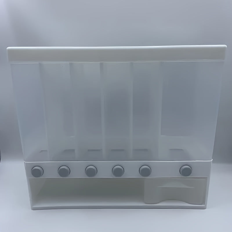 Contenedor de Almacenamiento de Granos con Cerradura Montado en Pared - Organizador Reutilizable para Arroz, Frijoles y Productos Secos con 4 Compartimentos - Esencial Lavable a Mano para Despensa, Diseño con Tapa Abatible