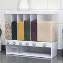 Contenedor de Almacenamiento de Granos con Cerradura Montado en Pared - Organizador Reutilizable para Arroz, Frijoles y Productos Secos con 4 Compartimentos - Esencial Lavable a Mano para Despensa, Diseño con Tapa Abatible