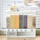 Contenedor de Almacenamiento de Granos con Cerradura Montado en Pared - Organizador Reutilizable para Arroz, Frijoles y Productos Secos con 4 Compartimentos - Esencial Lavable a Mano para Despensa, Diseño con Tapa Abatible