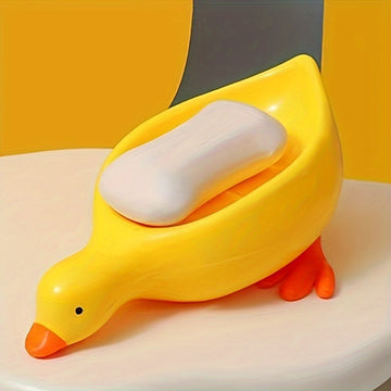 1 unidad de jabón en forma de pato lindo, bandeja de drenaje de jabón ovalada de plástico, accesorio de baño rack de almacenamiento de jabón, decoración para el hogar y cocina