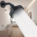 1pc Cabezal de Ducha con Filtro de Alta Presión - Montado en la Pared, Aluminio, Diseño Redondo para Mejorar el Flujo y Presión del Agua - Acabado Negro con Salpicadura Blanca - Mejora Moderna para Baño, Accesorio de Ducha para el Hogar | Estética Contem