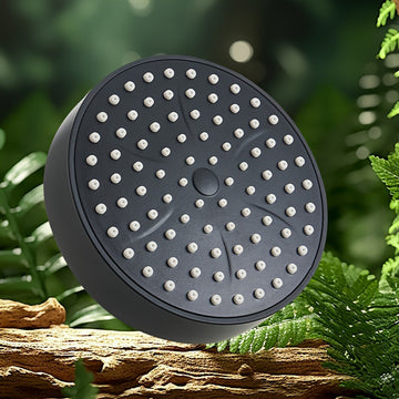 1pc Cabezal de Ducha con Filtro de Alta Presión - Montado en la Pared, Aluminio, Diseño Redondo para Mejorar el Flujo y Presión del Agua - Acabado Negro con Salpicadura Blanca - Mejora Moderna para Baño, Accesorio de Ducha para el Hogar | Estética Contem