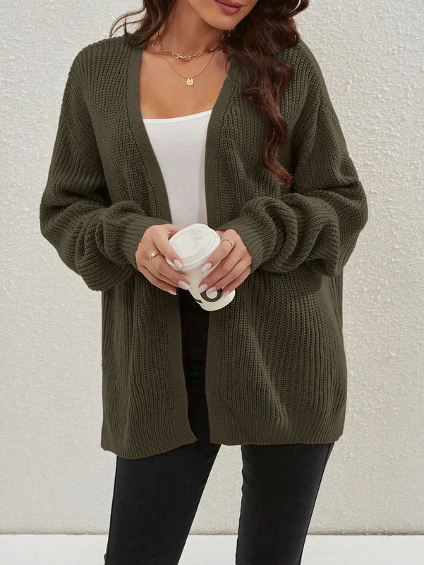 Cardigan holgado casual con abertura lateral y mangas tipo dolman, para primavera/otono