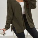 Cardigan holgado casual con abertura lateral y mangas tipo dolman, para primavera/otono