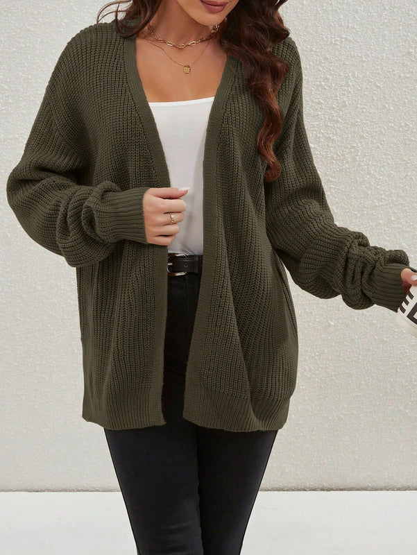 Cardigan holgado casual con abertura lateral y mangas tipo dolman, para primavera/otono