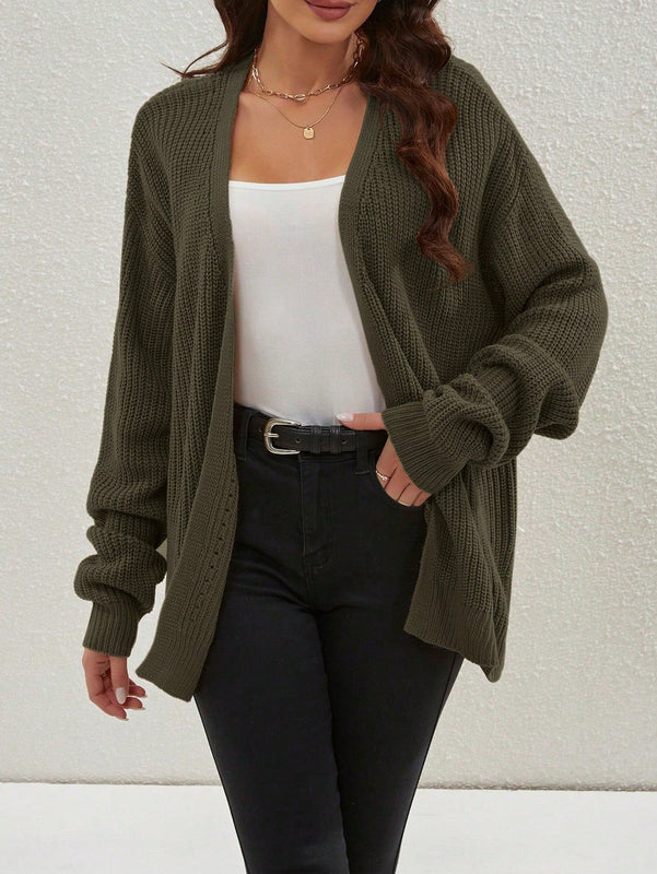 Cardigan holgado casual con abertura lateral y mangas tipo dolman, para primavera/otono