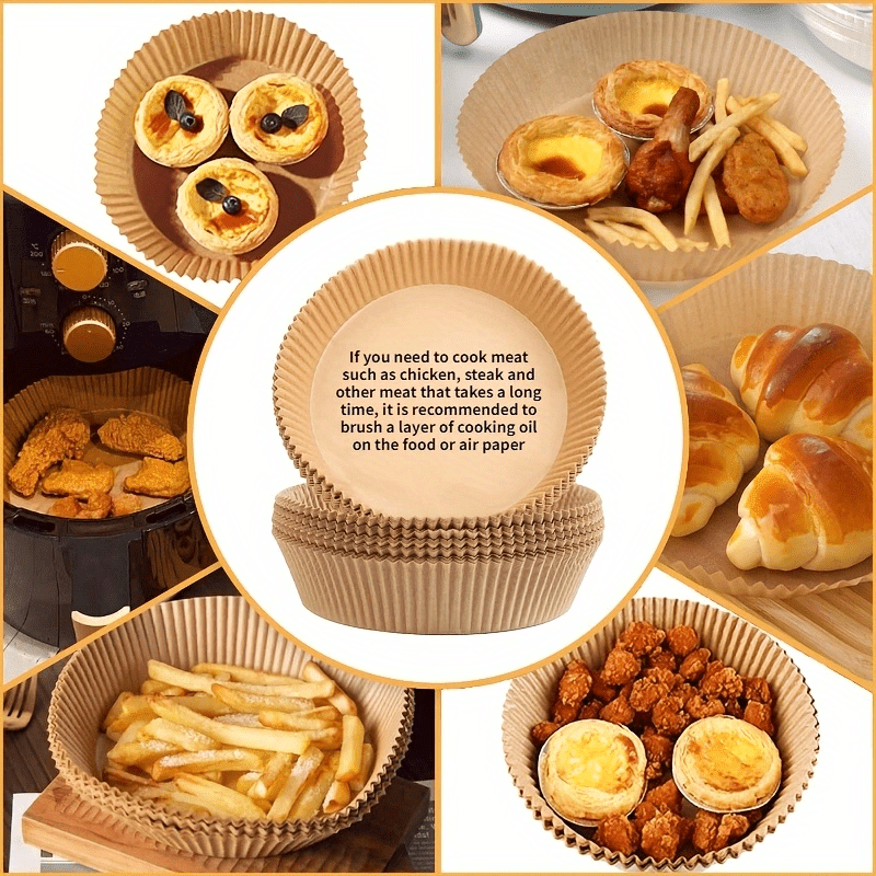 50/100pcs Papel Antiadherente para Freidora de Aire - Resistente al Aceite, Seguro para Alimentos, Ideal para Hornear y Microondas