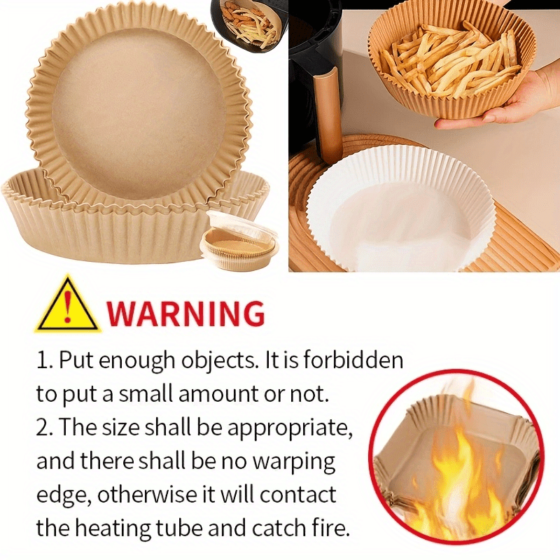50/100pcs Papel Antiadherente para Freidora de Aire - Resistente al Aceite, Seguro para Alimentos, Ideal para Hornear y Microondas