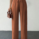 Tall pantalones informales para mujeres altas de unicolor con nudo de cottonline