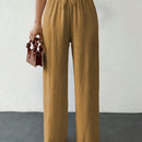 Tall pantalones informales para mujeres altas de unicolor con nudo de cottonline