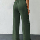 Tall pantalones informales para mujeres altas de unicolor con nudo de cottonline